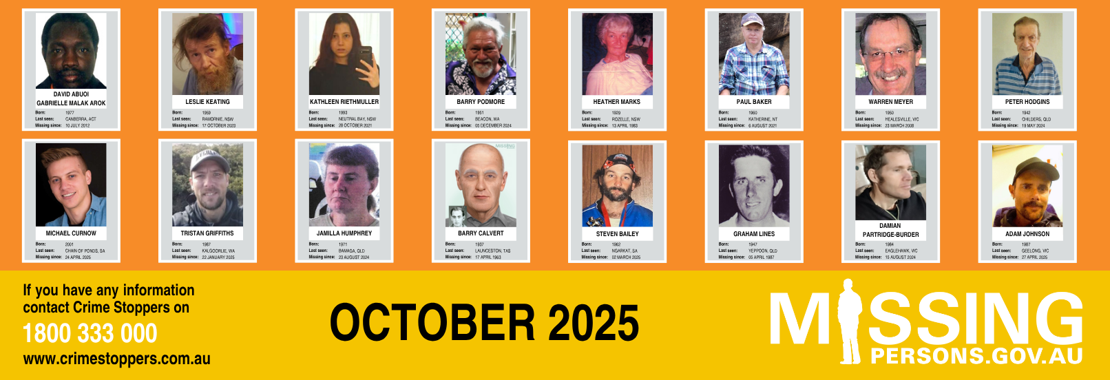 October 2025 Missing Persons Poster