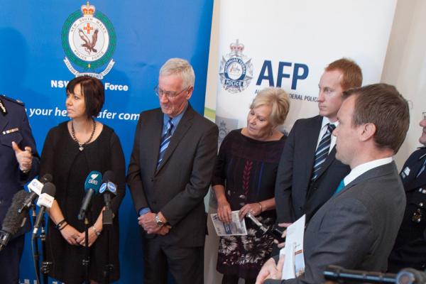 Media scrum following the launch of National Missing Persons Week 2015