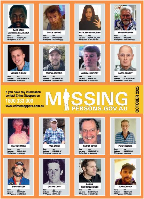 Missing Persons poster - October 2025